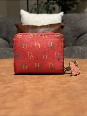 NWOT Y2K Dooney & Bourke Gretta Small Zip Around Wallet in Pink Rainbow Monogram